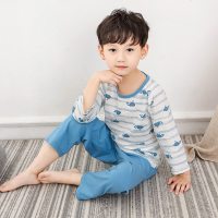 儿童睡衣纯棉薄款男童空调服长袖春夏季中大童女童家居服宝宝恐龙