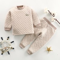 宝宝保暖内衣套装婴儿三层夹棉秋冬季儿童加厚秋衣秋裤0-1岁3男女