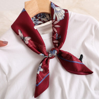 ins韩国气质小领巾新款双面小丝巾仿真丝春夏秋款百搭装饰小长巾