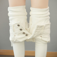 加绒裤子女秋冬季紧身外穿打底裤保暖显瘦百搭小脚九分白色牛仔裤