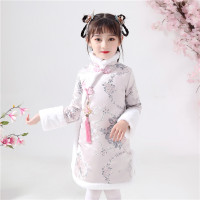 女童汉服旗袍加绒加厚冬装礼服超仙冬季唐装儿童中国风古装演出服