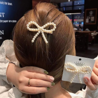 落雪 韩国珍珠夹蝴蝶结开口夹边夹卡女百搭刘海夹ins红流行饰