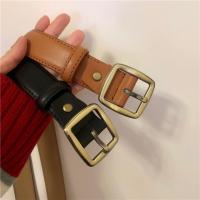 SUNTEK真皮方扣皮带女2020新款韩国学院ins风简约百搭二层牛皮复古腰带