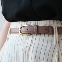 SUNTEK时尚双面头层牛皮简约百搭女皮带配裙子腰带女纯牛皮裤带黑色白色