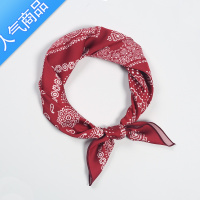 SUNTEK复古嘻哈头巾发带潮牌街头围巾丝巾女韩国百搭红色小方巾领巾男