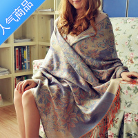 SUNTEK民族风围巾女冬季加厚保暖空调房披肩两用春秋长款旅游多功能披巾