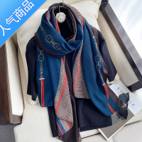 SUNTEK2020新款棉麻手感围巾女冬季保暖纱巾丝巾拼色链条沙滩巾春秋披肩