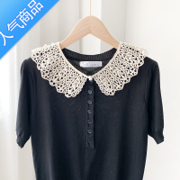 SUNTEK蕾丝花边小披肩女斗篷夏季白色多功能防晒配裙子蝴蝶结绑带假领子