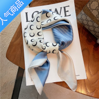 SUNTEK拼色月亮小清韩版艺ins春夏发带装饰小方巾小丝巾女职业领巾新文