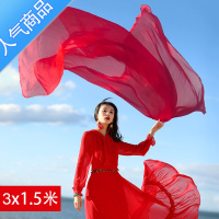 SUNTEK海边旅行拍照穿搭配丝巾超大红色纱巾长披肩沙漠度假红围巾飘逸薄