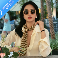 SUNTEK杨采钰同款条纹丝巾女小方巾百搭法式时尚ins领巾春夏季装饰围巾