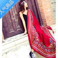 SUNTEK青海西藏云南茶卡盐湖旅游拍照披肩女民族风红色超大围巾沙漠丝巾