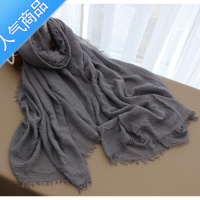SUNTEK棉麻围巾女士文艺色春秋冬季灰色百搭长款学生休闲披肩两用旅游