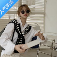 SUNTEK网红小披肩夏季外搭女春秋保暖围脖针织打结条纹空调房护颈椎围巾