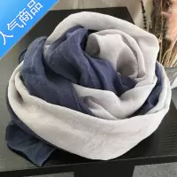 SUNTEK丝巾女春秋薄款长新款色拼接棉麻围巾护颈披肩文艺韩版百搭纱巾