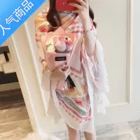 SUNTEK2021春秋季新款丝巾百搭橘色防晒披肩两用长款纱巾沙滩巾棉麻围巾