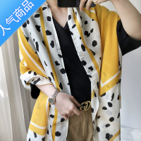 SUNTEK围巾女春秋百搭韩版格子薄款撞色棉麻丝巾旅行拍照秋季长披肩纱巾