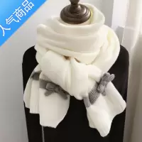 SUNTEK小溜2021冬季新款韩版减龄立体蝴蝶结毛线针织围巾女披肩学生围脖