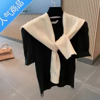 SUNTEK针织小披肩学院风毛线春秋季韩国百搭假领子小斗篷网红外搭围巾女
