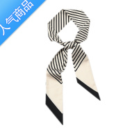 SUNTEK石原里美丝巾小长条女法式复古黑色条纹长款领巾 绑发ins头巾发带