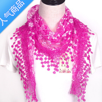 SUNTEK三角巾春秋新款蕾丝流苏丝巾女小碎花披肩围巾民族风百搭头巾纱巾