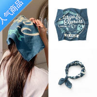 SUNTEK时髦星人春夏美式复古ins时尚薄丝巾小方巾女机车头巾抹胸围巾男