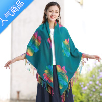 SUNTEK民族风围巾披肩秋冬围巾加厚保暖七彩色空调披肩渐变大方巾女秋冬
