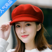SUNTEK帽子女士韩版秋冬季呢贝雷帽英伦气质时尚百搭鸭舌八角帽礼帽