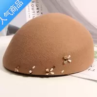 SUNTEK帽子女秋冬水钻装饰呢贝雷帽日系百搭蓓蕾帽英伦复古南瓜帽潮
