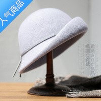 SUNTEK贝雷帽女士秋冬季新款英伦复古毡帽时尚优雅礼帽盆帽子女皮带