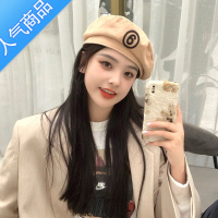 SUNTEK刺绣贝雷帽女春夏天日系气质英伦时尚甜美平顶帽子韩版百搭画家帽