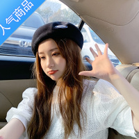 SUNTEK贝雷帽女夏季显脸小圆脸白色镂空ins八角帽大头围网纱画家帽秋冬