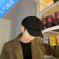 SUNTEK黑色网红贝雷帽男大头围复古帽子八角帽女秋冬款画家报童帽ins潮