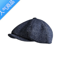 SUNTEK粗呢八角帽男秋冬人字呢子保暖英伦鸭舌帽欧美复古贝雷帽