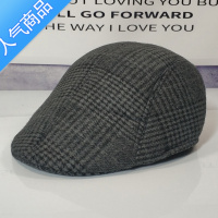 SUNTEK帽子男春秋鸭舌帽女前进帽冬季毛呢夹色雪花格纹中老年人贝雷帽潮