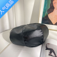 SUNTEK黑色pu皮质贝雷帽子女秋冬季英伦复古韩版潮百搭日系八角帽画家帽