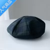 SUNTEK显脸小大头围春夏帽子女亚麻墨绿八角帽女贝雷帽复古薄款