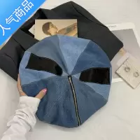 SUNTEK重工设计款~小众时尚水洗牛仔贝雷帽女拼接云朵帽春秋时装帽子潮