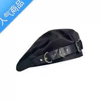 SUNTEK幽魅]暗黑系黑色贝雷帽子女皮扣设计百搭个性画家帽明星同款帽
