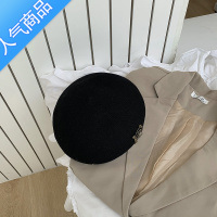 SUNTEK韩版重工金属铜扣百搭贝雷帽女春夏透气棉纱立体蓓蕾帽画家帽潮