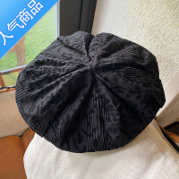 SUNTEK网红豹纹贝雷帽子女夏季薄款大头围南瓜云朵帽日系辣妹复古画家帽