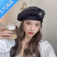 SUNTEK丝绒贝雷帽女初秋薄款网红款ins潮画家帽韩版大头围新款百搭帽子