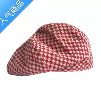 SUNTEK红色小格子]秋冬网红新款云朵帽大头围黑白格贝雷帽炸街款潮帽