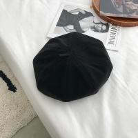 SUNTEK/圆脸可戴pu皮贝雷帽子女春秋色百搭画家帽文艺复古南瓜帽