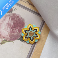 SUNTEK手绘珐琅釉民族风 波西米亚风格胸针胸花 925银耳饰套装