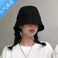 SUNTEK夏季黑色水桶渔夫帽女春秋防晒遮阳帽子男遮脸百搭大头围盆帽秋冬