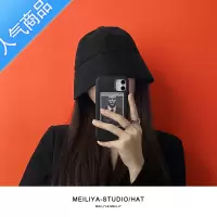 SUNTEK春夏渔夫帽女百搭日系显脸小盆帽潮牌黑色水桶帽韩版遮阳帽子男
