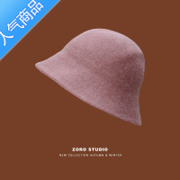 SUNTEK混纺时尚毛呢圆顶盆帽女潮秋冬韩版日系百搭水桶帽钟型渔夫帽