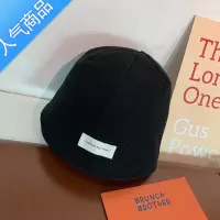 SUNTEK秋冬毛呢小清新英文标简约水桶盆帽日系复古文艺百搭网红渔夫帽子