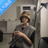 SUNTEK韩国日系甜美新款水桶帽秋冬网红豹纹毛绒渔夫帽女保暖加厚盆帽子